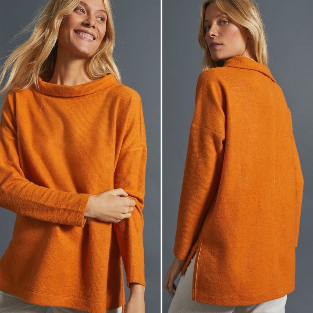 Anthropologie Theresa Tunic Top in Dark Orange, size S